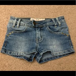 Girls Denim Shortie Shorts Metallic Studs Size 8